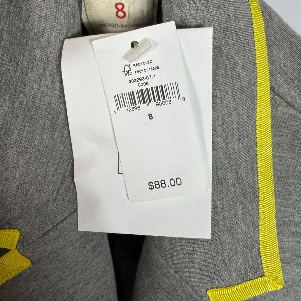 Gap The Academy Blazer Gray Yellow Trim Women’s Size 8 Tailored Jacket NWT - Picture 4 of 6